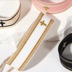 Fashion Bohemian Knitted, tassel bracelet for women with embroidered cross. White Photo 3