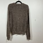 BKE Textured Knit Sweater Brown Speckled Crew Neck Long Sleeve Women Small Photo 2