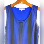 Hem & Thread  S Royal Blue and Black Striped Mesh Overlay Tank Top Photo 3