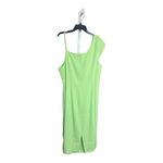 11 Honoré NEW 11 Honore Solange Midi Dress 16 Green One Shoulder Shift Woven Square Neck Photo 2