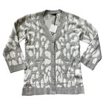 Very J Animal Print Button Down Cardigan Sweater Gray Size Large Photo 3
