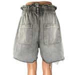 ZARA Women's Gray High Waisted Raw Hem Frayed Paperbag Denim Jean Shorts Size 8 Photo 2