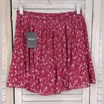 Forever 21 Pleated Mini Skirt Berry/White Floral-Small Photo 1
