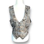 Vintage Outback Red Tapestry Brocade Suit Vest Small Brown Gray Black Metallic Photo 1