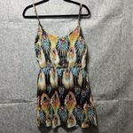 Ali & Kris  Dress Womens Large Feathers Boho Print Spaghetti Straps‎ Mini Lined Photo 4