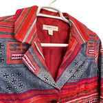 Coldwater Creek  Southwestern Embroidered Blazer Red Size 12 Textured Tribal Photo 4
