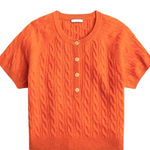 J.Crew NWT Cashmere Cable-knit Henley T-shirt in Heather Pumpkin Sweater L Photo 0