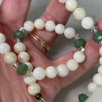 Mother of Pearl , Jade, Crystal necklace. White Photo 4