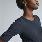 Everlane  The Short-Sleeve Crew Neck Bodysuit in Black, Size Small Photo 7