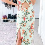 Lovers + Friends Light Green Floral Cut Out Midi Dress Photo 0