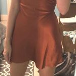 Bevello Orange Satin Mini Dress Photo 0