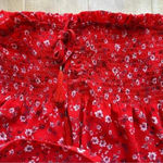 Tobi Red Floral Smocked Tassel Across the Shoulder Blouse, Size Medium Photo 13