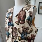 Vintage 90s Northern Traditions Teddy Bear Tapestry Vest XL Tan Photo 5