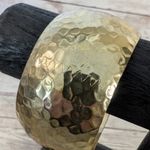 Vintage Bracelet Chunky Wide Hammered Pattern Gold Tone Photo 2