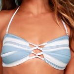 Chaser Strappy Bandeau Blue and White Striped Bikini Top Size M Photo 0