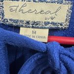 Ethereal  Royal Blue Sueded Laser Cut Tassel Neckline Mini Dress Womens Medium Photo 10