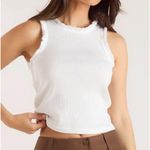 Lounge  - Fringed Rib Sleeveless Tank Top in White Photo 3