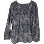 Nine Britton  Deep Navy V Neck Long Sleeve‎ Dotted Blouse M NWT Photo 1