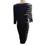 Ming Wang  Black White Gray Geometric Print Knit Midi Dress Size L Photo 3