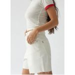 BDG Shorts Womens 26 White Denim 90's Long Inseam Boyfriend Cutoff Raw Hem Photo 2