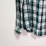 G.H. Bass & Co. Green Plaid Button Down Scoop Neck Long Sleeved Top White Photo 1