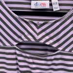 Denim And Company Womens Blouse Size 3X Top Lavender Taupe‎ Striped Cutout Purple Photo 3