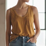 James Perse  Vintage Sleeveless Pocket Tank Mustard Yellow Size X-Small NWOT Photo 0