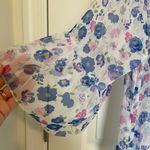 Women’s sheer blue pink‎ floral long ruffle flare sleeve wrap cardigan one size Size undefined Photo 2