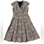 Brooks Brothers  Floral Embroidered Houndstooth Pleated Dress Photo 1