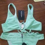 Pretty Little Thing NWT PRETTY LITTLE THINGS MINT MINI CRINKLE TIE FRONT TOP/HIGH LEG BOTTOMS Sz 10 Photo 8