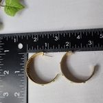 Boho Gold with Pastel Green Design Half Hoop Earrings New Photo 5