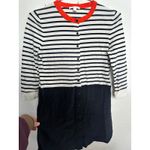 COS Black White Red Horizontal Striped Button Up Mini Silk Dress size US XS Photo 4