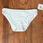 Becca  Kennedy Crochet Tab Side Hipster Bikini Bottom‎ Swimsuit White Size M NWT Photo 1