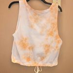 Roxy Tie Dye Embroidered Notch Cinch Crop Tank Top Orange White XL Photo 2