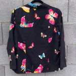 NWOT TanJay Black Butterfly Button Down SHACKET Shirt S Photo 5