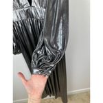 Gianni Bini Zella Metallic Plunging Long Sleeve Gown Slit Silver Formal US 2 NWT Photo 12