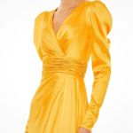 Mac Duggal  Satin A-line gown maxi dress marigold 12404 size 6 UB Photo 2
