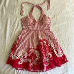 Trixxi Vintage Red Floral Halter Tie Tulle Dress Photo 0