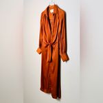 Brochu Walker  Madsen Turmeric Copper Brown Orange Satin Front Tie Midi Dress Photo 5