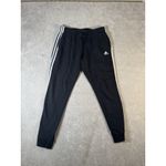 Adidas Tracksuit Bottoms Women's Large Black 3 Stripe Classic Tapered Pockets Photo 2