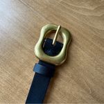 H&M Black Faux Leather Belt with Gold Buckle, Size Medium Photo 3