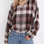 Madewell Plaid Balloon Sleeve Preppy Top Size Small Photo 0