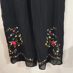 Soft Surroundings  Wide Leg Silk Black floral colorful Embroidery Pants size M Photo 3