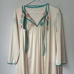 Vtg 2 piece JC Penney Robe Large Lingerie Cream Nightgown with Teal Accents ❤️ Green Photo 3