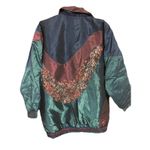 Vintage 90s Oversized Blue Purple Iridescent Floral Tapestry Coat Size Medium Photo 2