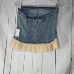 Urban Outfitters Kimchi Blur  Denim And Lace Coquette Ruffle Tube Top Size L NWT Photo 7