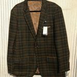 Alan Flusser Men's Olive Brown Plaid Wool Blend Sport Coat Blazer Jacket L NWT Size L Photo 1