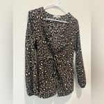 Boutique Leopard Print Long Sleeve Blouse Size Small Gray Photo 3