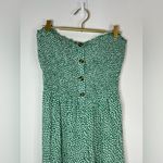 Green Smocked Strapless Jumpsuit | Polka Dot Print Wide Leg One Piece | Size XL Photo 2