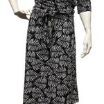 Daisy Fuentes  True Wrap Dress Size M Black White Ties Waist Elbow Sleeves V-Neck Photo 2